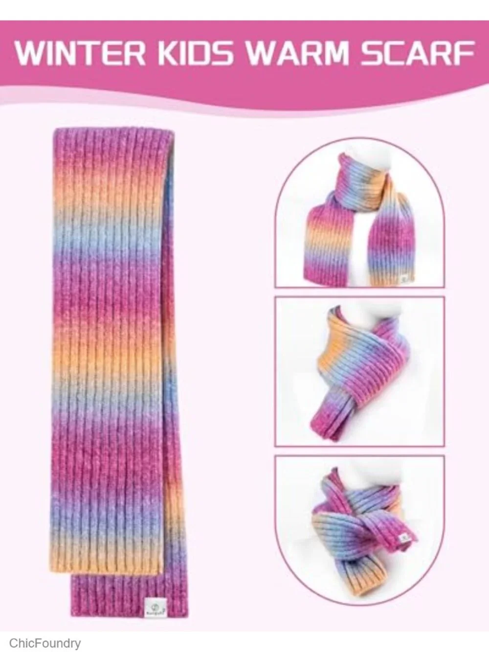 Kids Winter Beanie Gloves Scarf Set with Pompom Fleece Lined Mittens